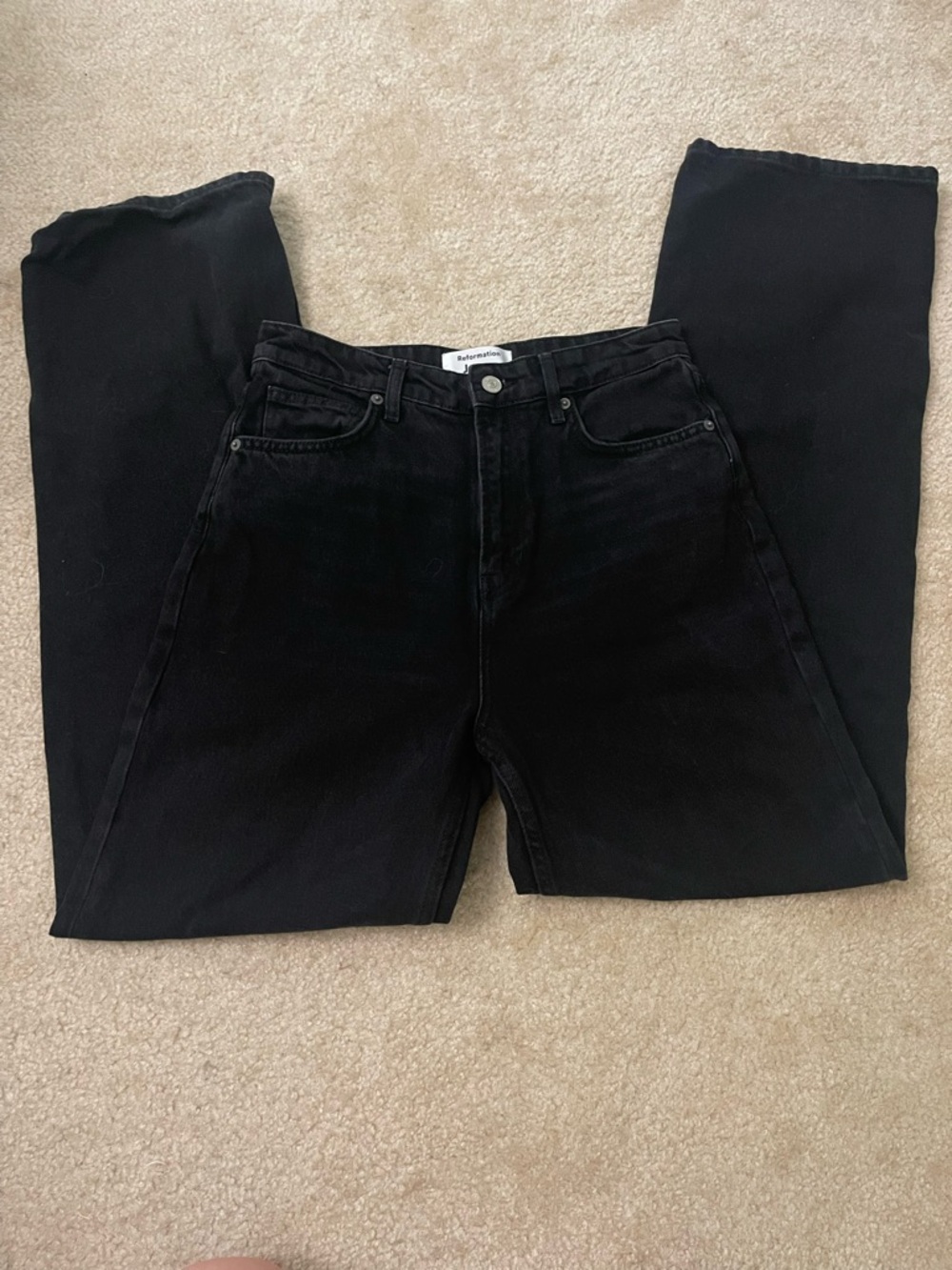 Reformation Black High-Waist Straight Leg Jeans